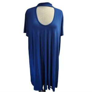 Style Up Plus Size 3X Blue Stretch Slip Business Casual Knee Length Dress